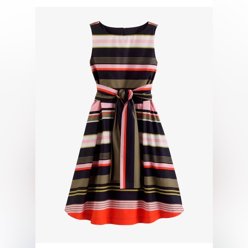 Ann Taylor Striped Sleeveless Belted dress